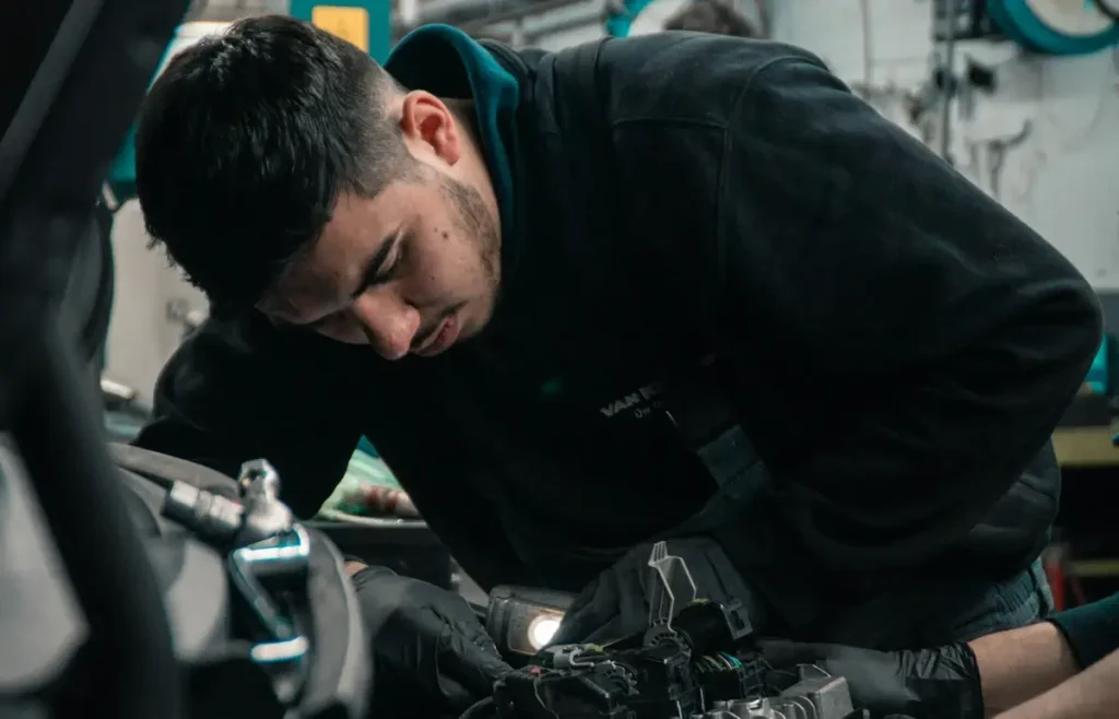 Mechanic working on a vehicle