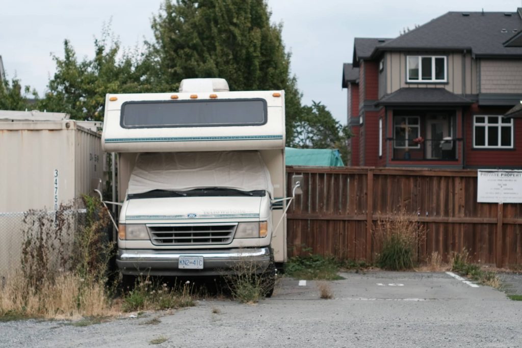 Parked unused Class C RV